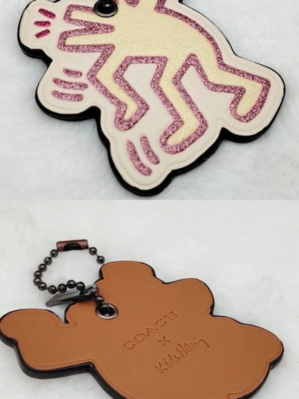 Coach x Keith Haring Barking Dog Bag Charm Pink & Brown